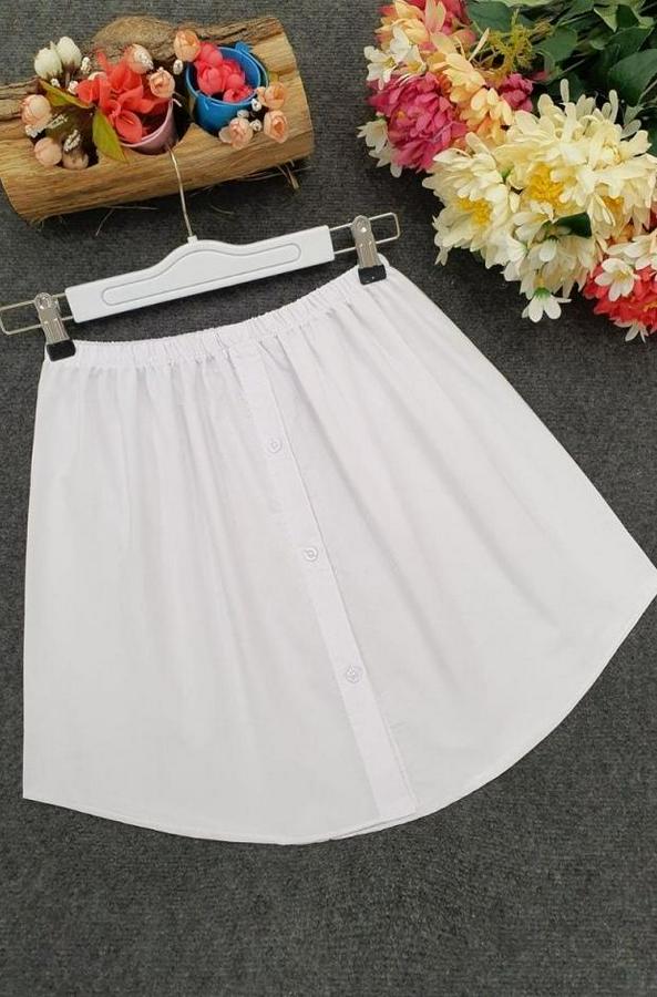 Lastikli Düğmeli Kurtarıcı Gömlek Altı Eteklik -Beyaz