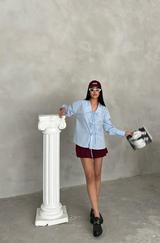 Okul Yaka Poplin Gömlek Ip Bağlama Detayli