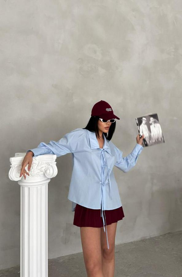 Okul Yaka Poplin Gömlek Ip Bağlama Detayli