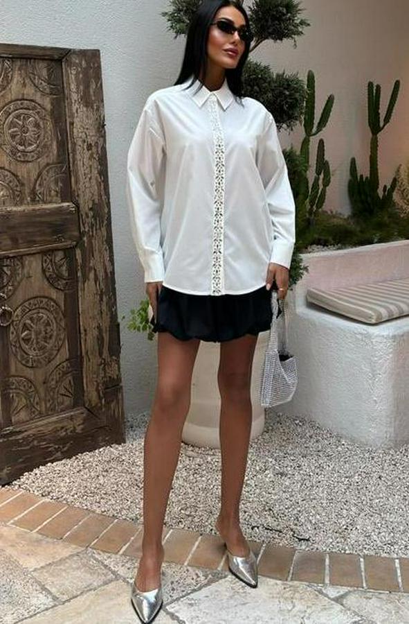 Önü Şerit Taşlı Gömlek 3448