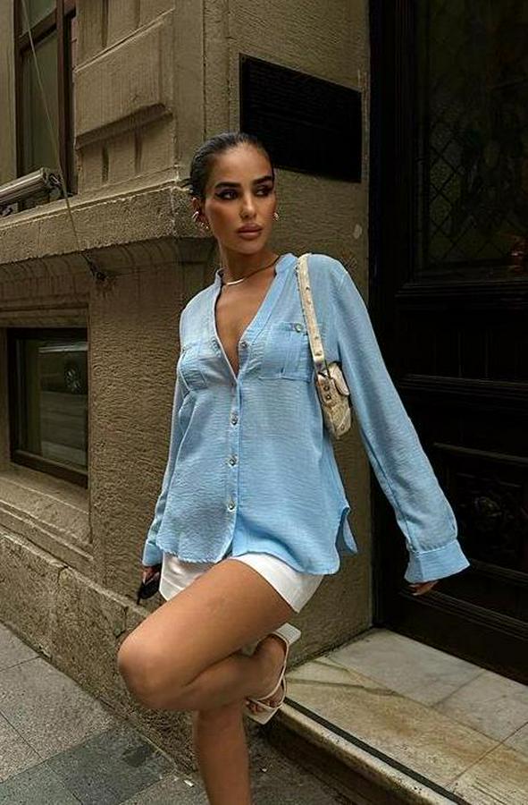 Poulina Flamlı Keten Gömlek 3257-08