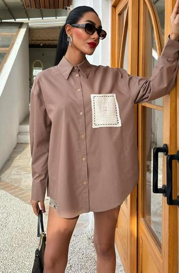 Süzine Cepli Arkası Yırtmaçlı Oversize Gömlek 3420