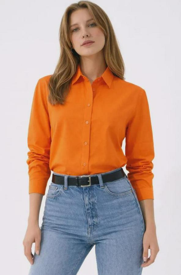 Uzun Kollu Gömlek Düğmeli Klasik Yaka Günlük Ve Ofis Şıklığına Uygun