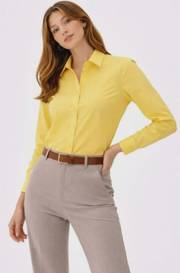 Uzun Kollu Gömlek Düğmeli Klasik Yaka Günlük Ve Ofis Şıklığına Uygun