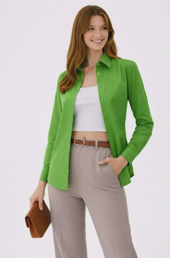 Uzun Kollu Gömlek Düğmeli Klasik Yaka Günlük Ve Ofis Şıklığına Uygun