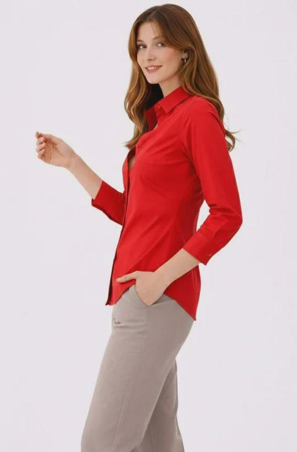 Uzun Kollu Gömlek Düğmeli Klasik Yaka Günlük Ve Ofis Şıklığına Uygun