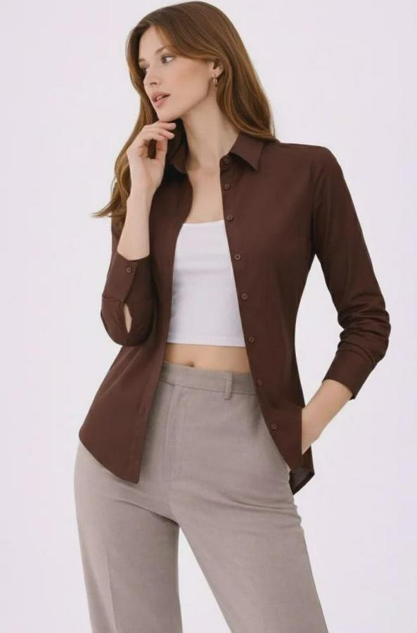 Uzun Kollu Gömlek Düğmeli Klasik Yaka Günlük Ve Ofis Şıklığına Uygun