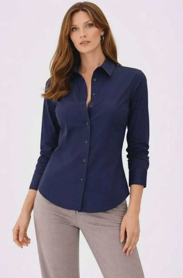 Uzun Kollu Gömlek Düğmeli Klasik Yaka Günlük Ve Ofis Şıklığına Uygun