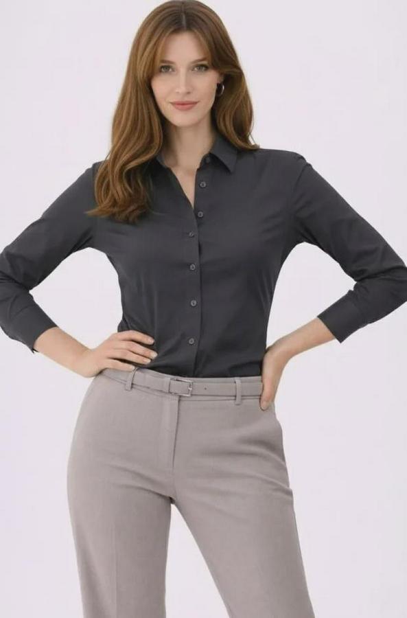 Uzun Kollu Gömlek Düğmeli Klasik Yaka Günlük Ve Ofis Şıklığına Uygun