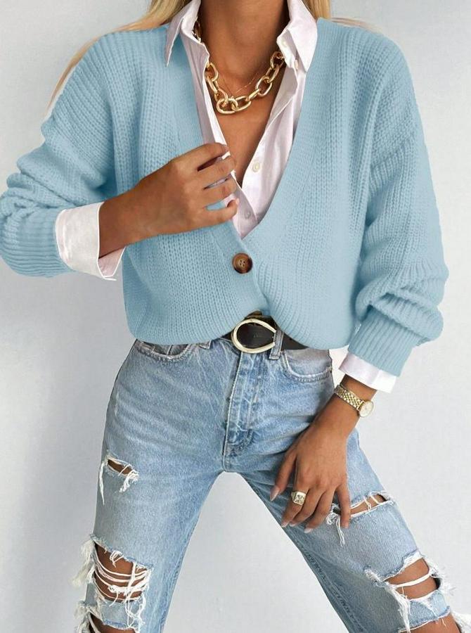 Düğme Detay Triko Bluz