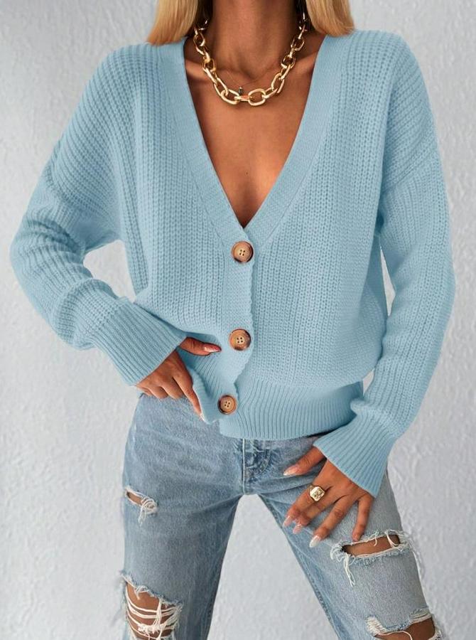 Düğme Detay Triko Bluz