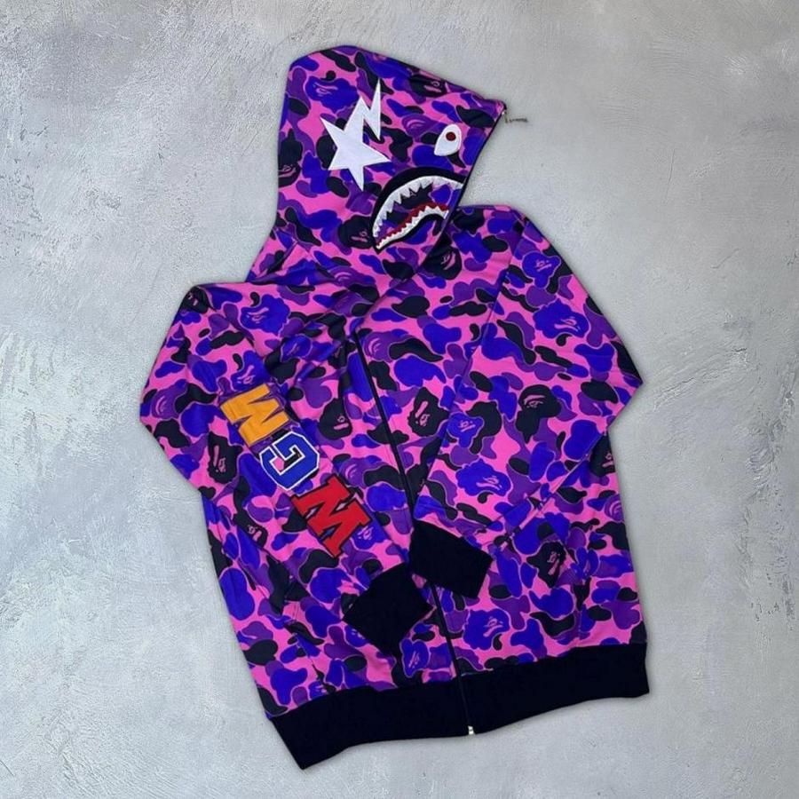 Iki Iplik Zıp Fermuarlı Nakışlı Kapşonlu Hırka