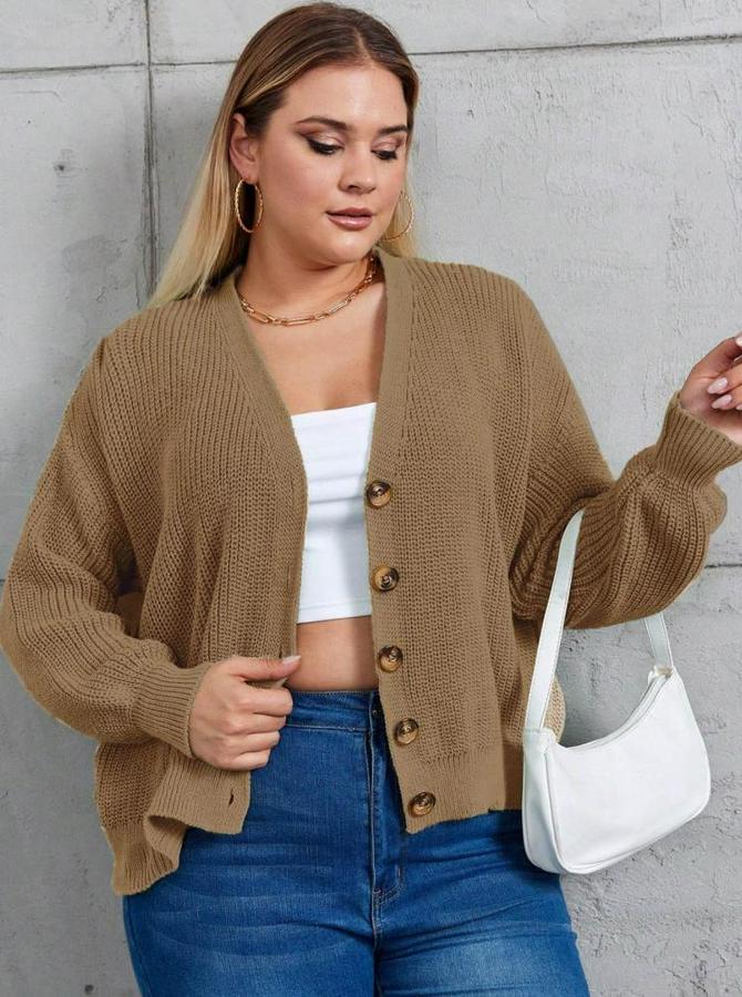 Beş Düğme Büyük Beden Triko Hırka