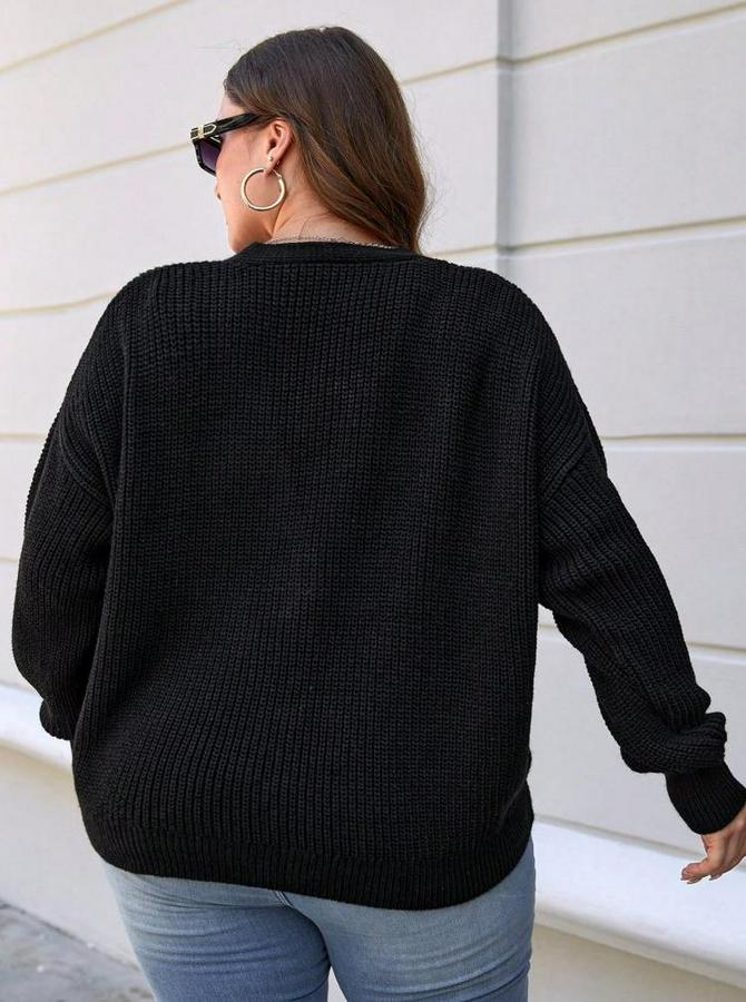 Beş Düğme Detay Büyük Beden Triko Hırka