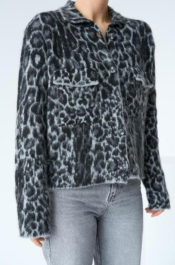 Leopar Desen Jakarlı Hırka