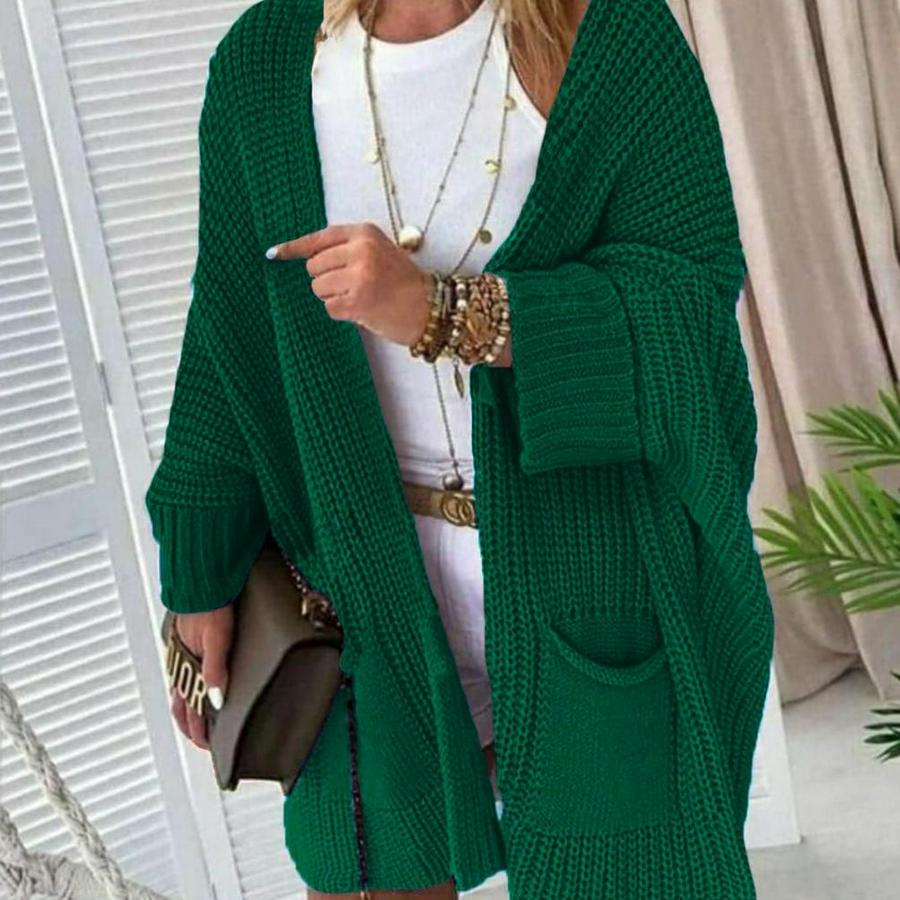 Oversize Kalıp Cepli Salaş Triko Hırka