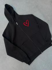 Üç Iplik Baskılı Fermuarlı Kapşonlu Hırka