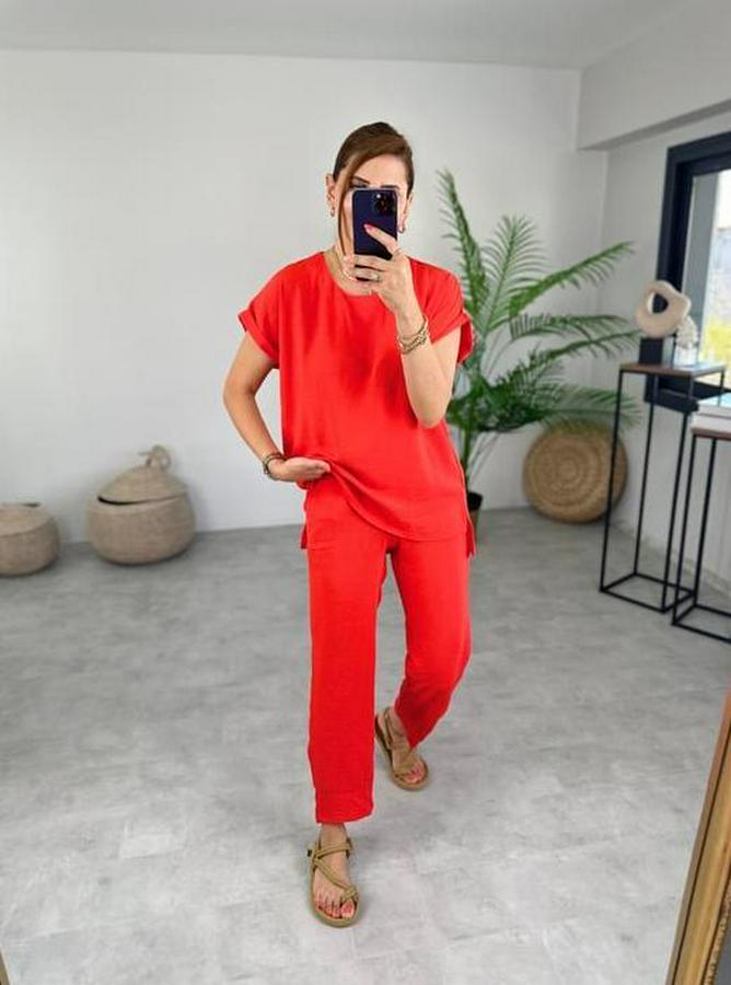 Bisiklet Yaka Paça Pensli Aerobin Kumaş Ikili Takım