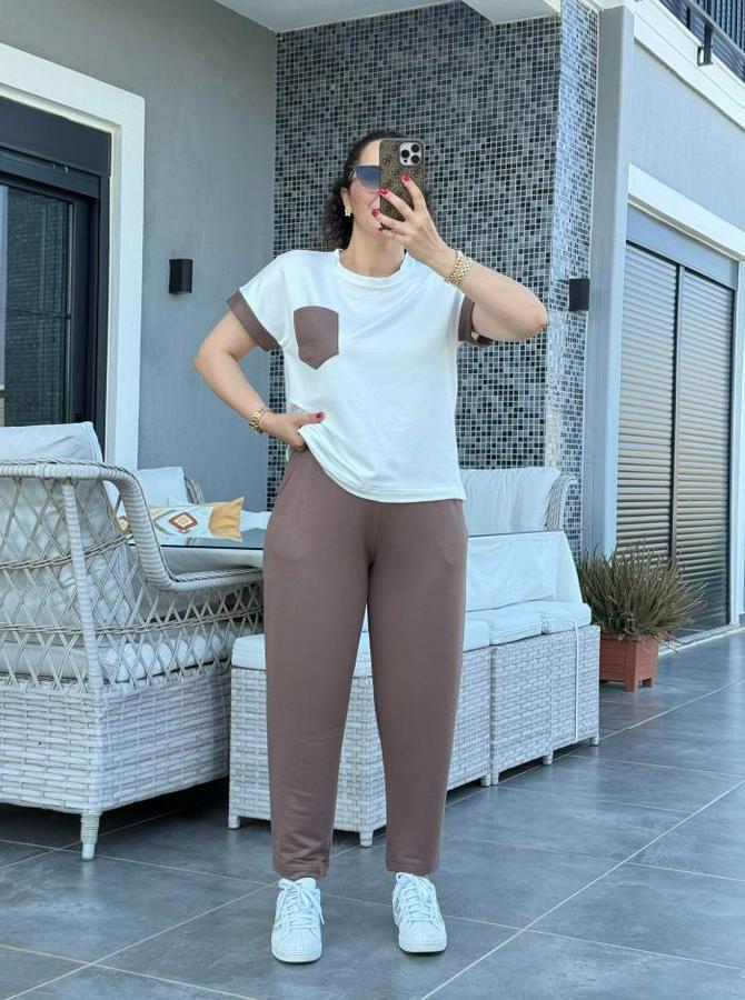 Kristal Kumaş Garnili Cep Detaylı Ikili Takım