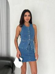 Kot Jeans Etekli Ikili Takım