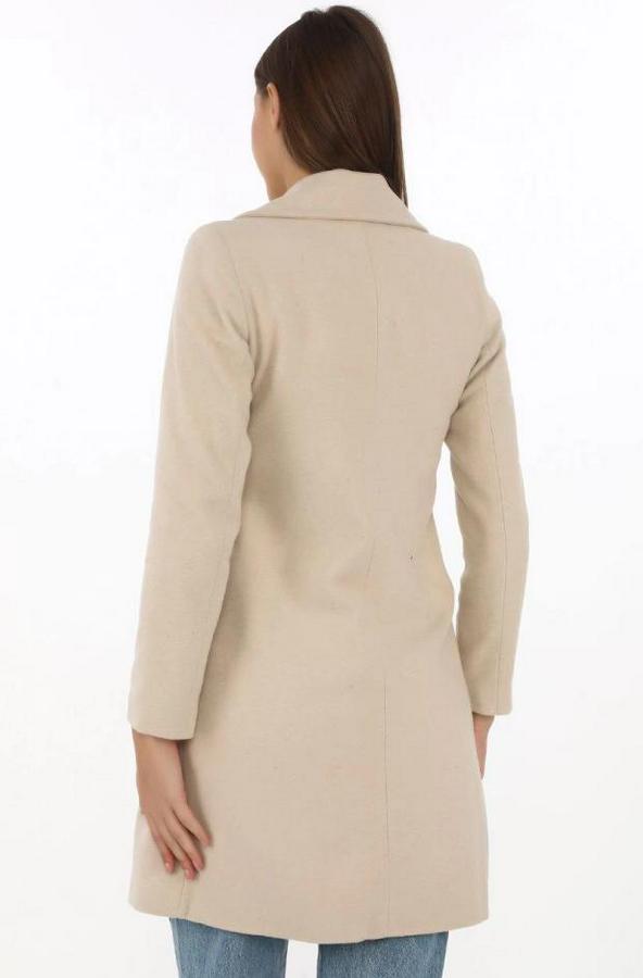 Kaşe Kaban – Siyah Yünlü Dokuma, Kruvaze Yaka, Astarlı, Cepli, Kuşaklı Uzun Boy Tesettür Uyumlu Kışlık Şık Kaban