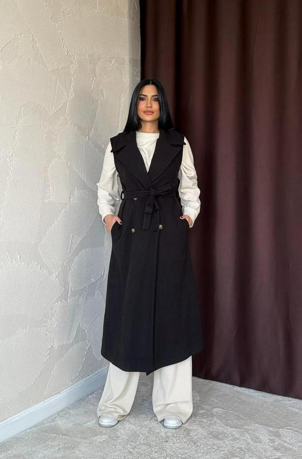Siyah Kolsuz Kaşe Kaban