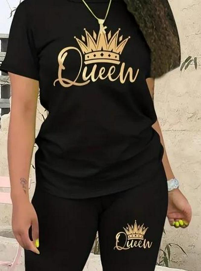 Kısa Kollu Queen Baskı Viskon Ikili Takım