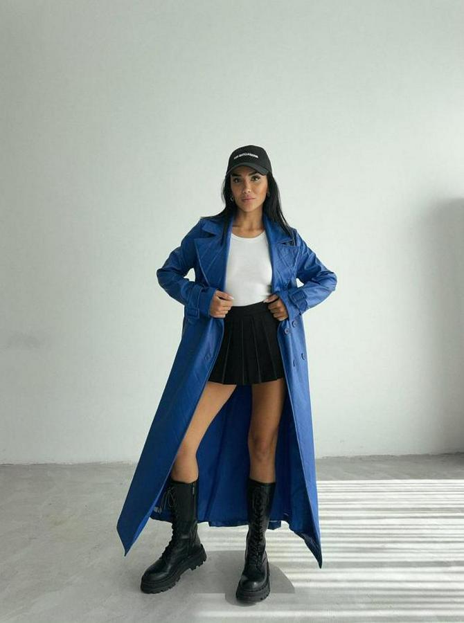 Kapitone Deri Trench