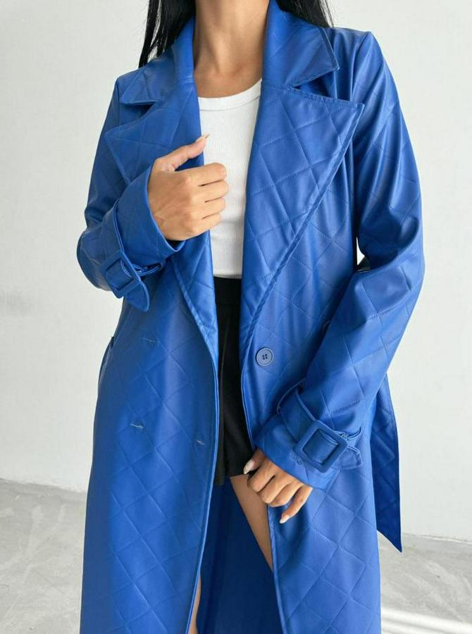 Kapitone Deri Trench