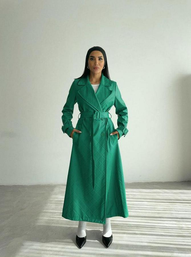 Kapitone Deri Trench