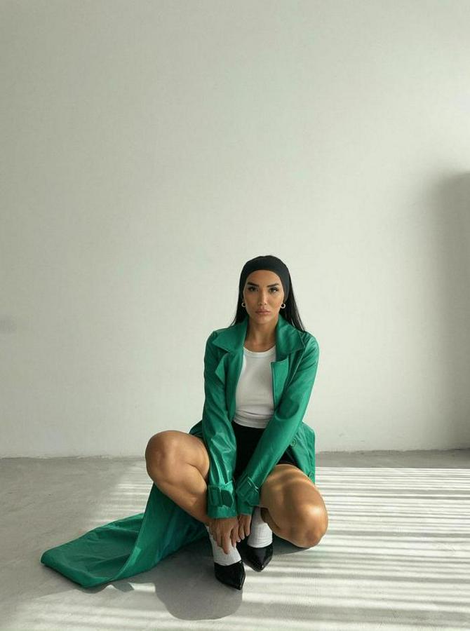 Kapitone Deri Trench