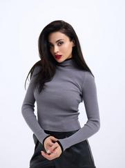 Triko Balikçi Fitilli Kazak-Gri-Siyah