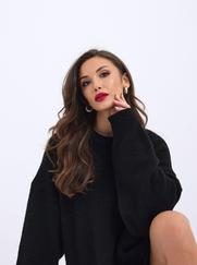 Triko Önü Kisa Salaş Kazak-Siyah