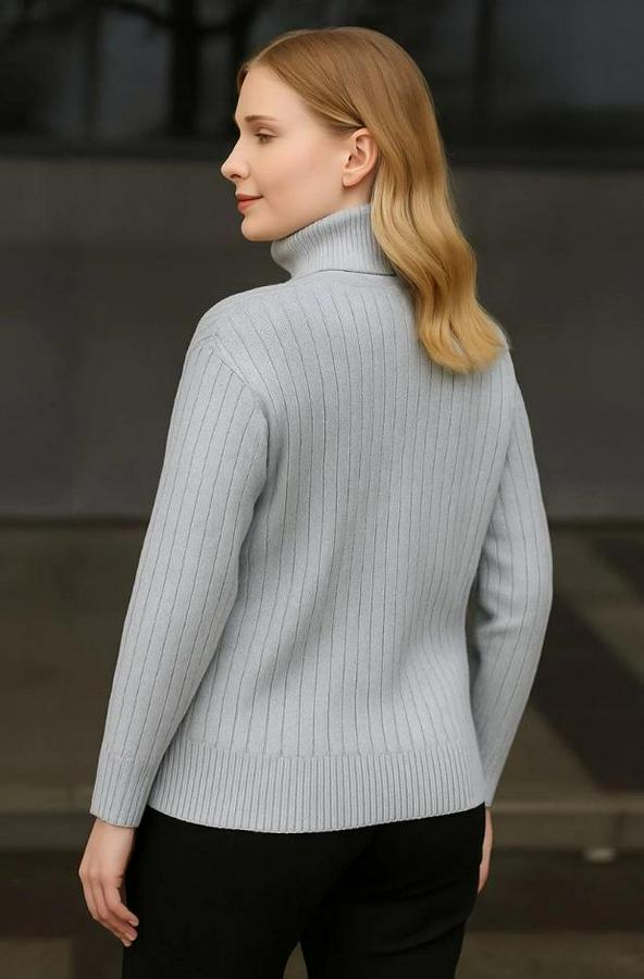 Balıkcı Yaka Bağazlı Triko Kazak Pamuklu Kalın Fitilli Dokuma