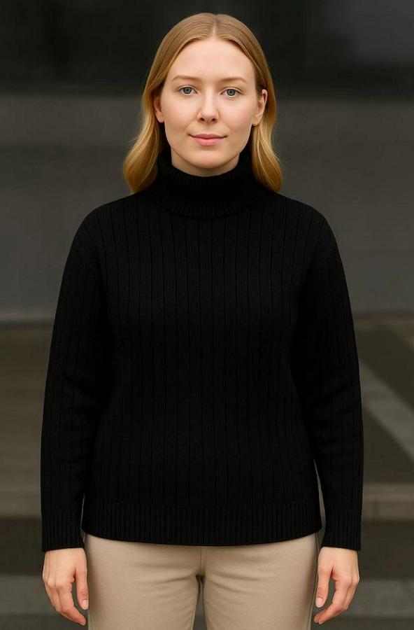 Balıkcı Yaka Bağazlı Triko Kazak Pamuklu Kalın Fitilli Dokuma