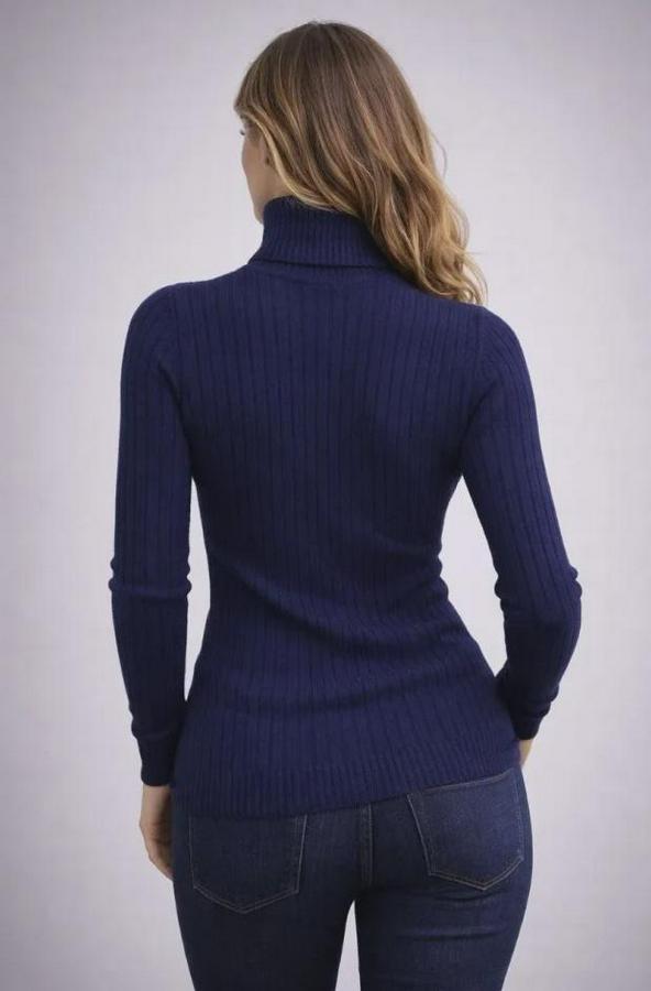 Balıkcı Yaka Bağazlı Triko Kazak Pamuklu Kalın Fitilli Dokuma