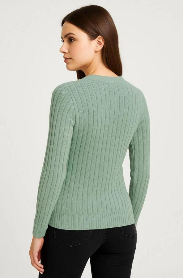 Bisiklet Yuvarlak Yaka Triko Kazak Pamuklu Kalın Fitilli Dokuma, Regular Fit Uzun Kollu Kışlık Model