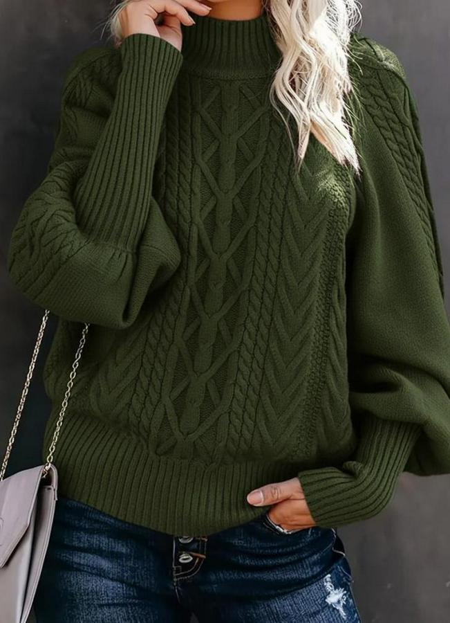 Uzun Kollu Balıkçı Yaka Triko Kazak