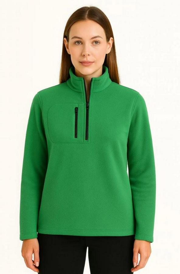 Polar Kazak – Dik Yaka, Yarım Fermuarlı, Fermuarlı Göğüs Cepli, Siyah Biyeli, Kışlık Rahat Regular Fit Günlük Model