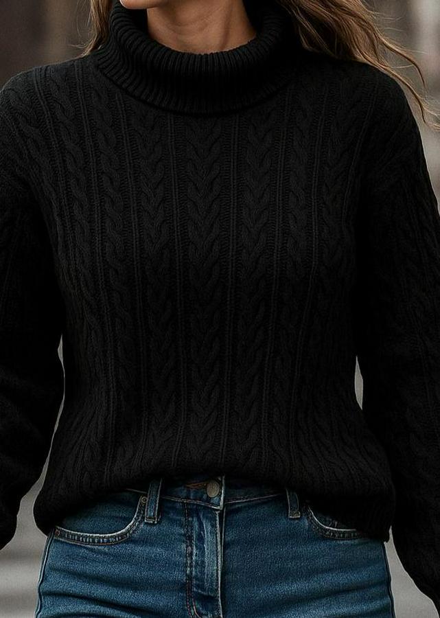 Uzun Kollu Yarı Balıkçı Yaka Triko Bluz