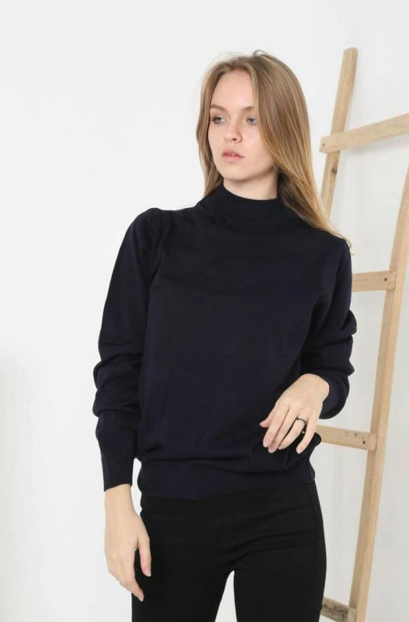 Yarım Boğaz Triko Kazak Yumuşak Dokulu Pamuklu Ince Dokuma, Uzun Kollu Rahat Regular Kalıp