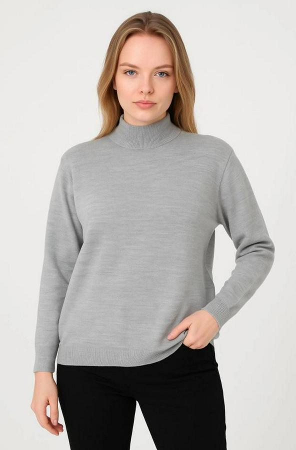 Yarım Boğaz Triko Kazak Yumuşak Dokulu Pamuklu Ince Dokuma, Uzun Kollu Rahat Regular Kalıp