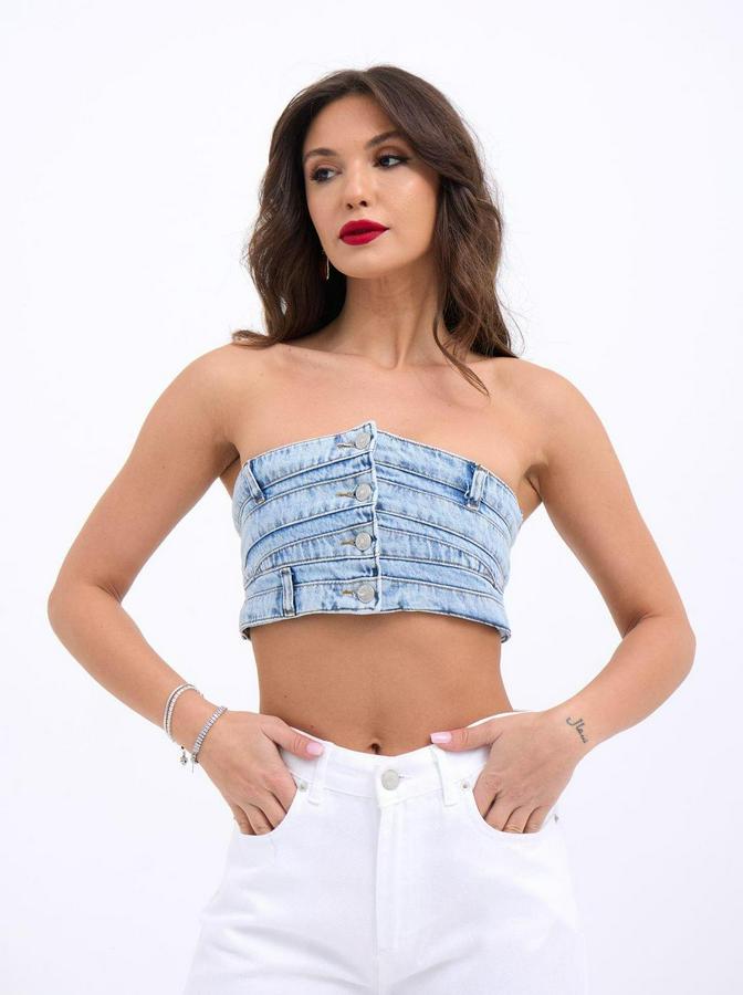 Kot Crop-Mavi