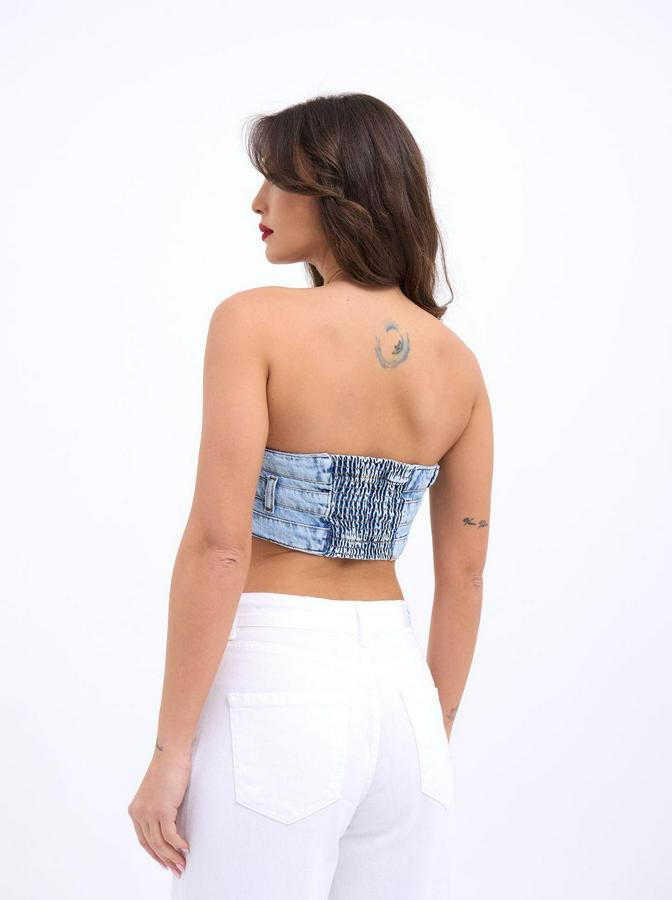 Kot Crop-Mavi