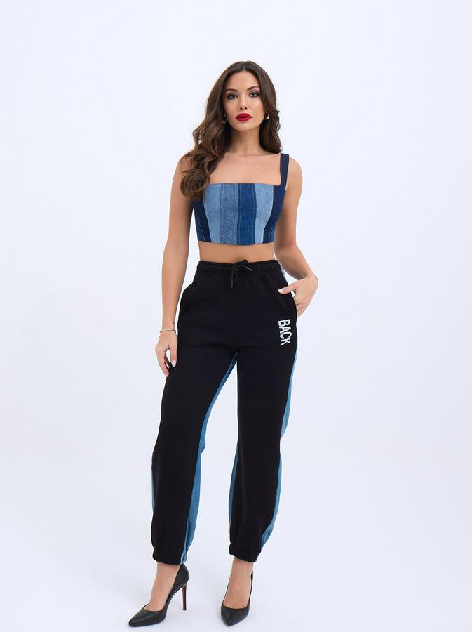 Kot Crop-Mavi