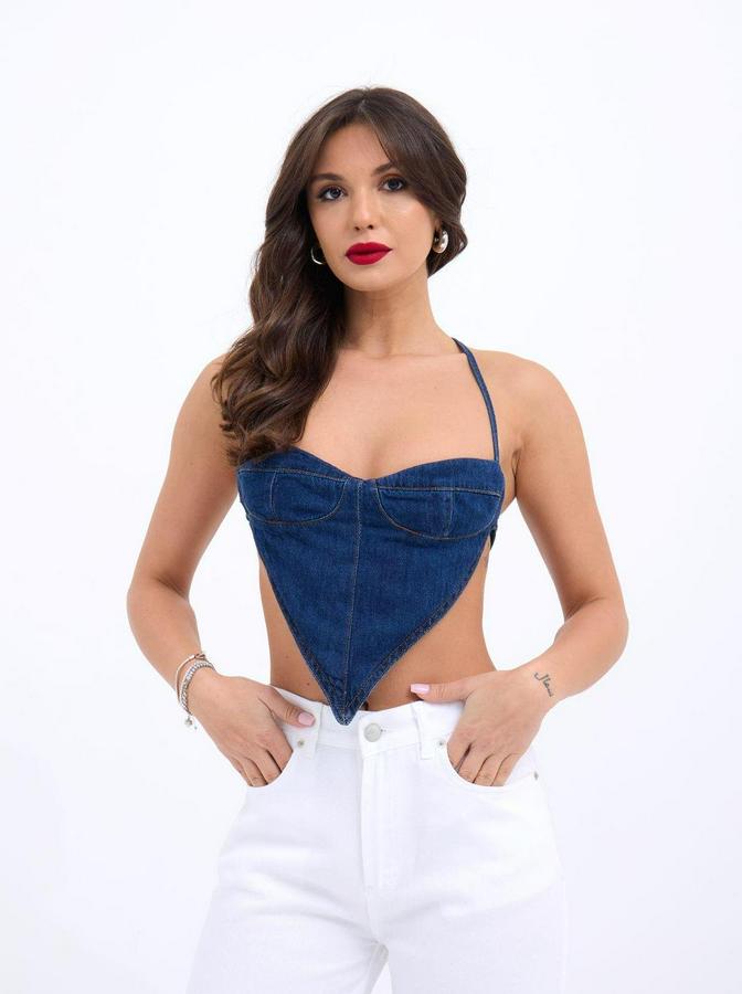 Kot Crop-Mavi