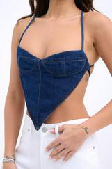 Kot Crop-Mavi