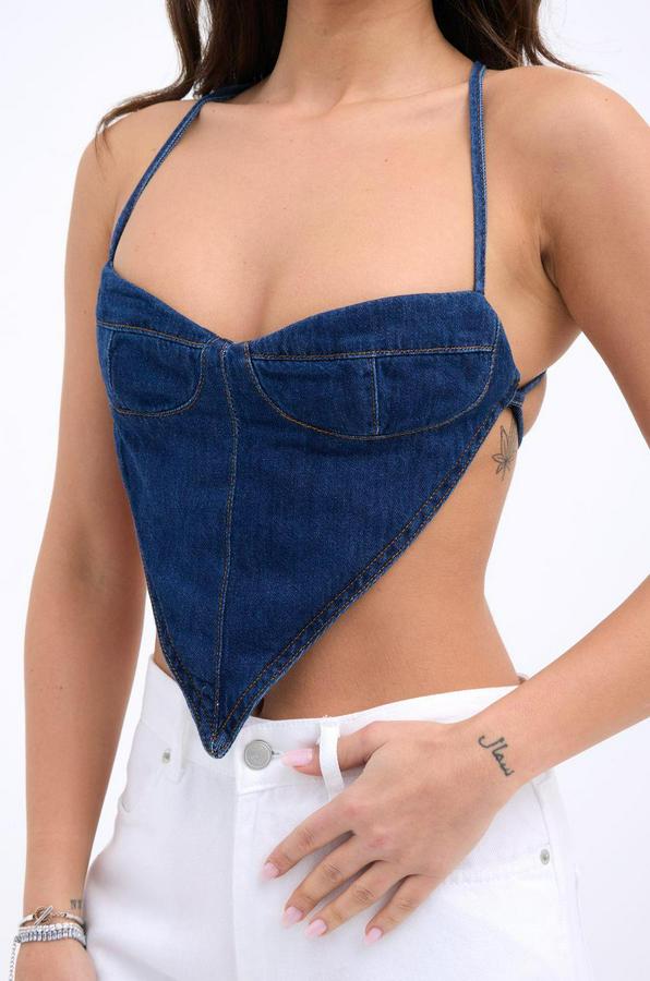 Kot Crop-Mavi
