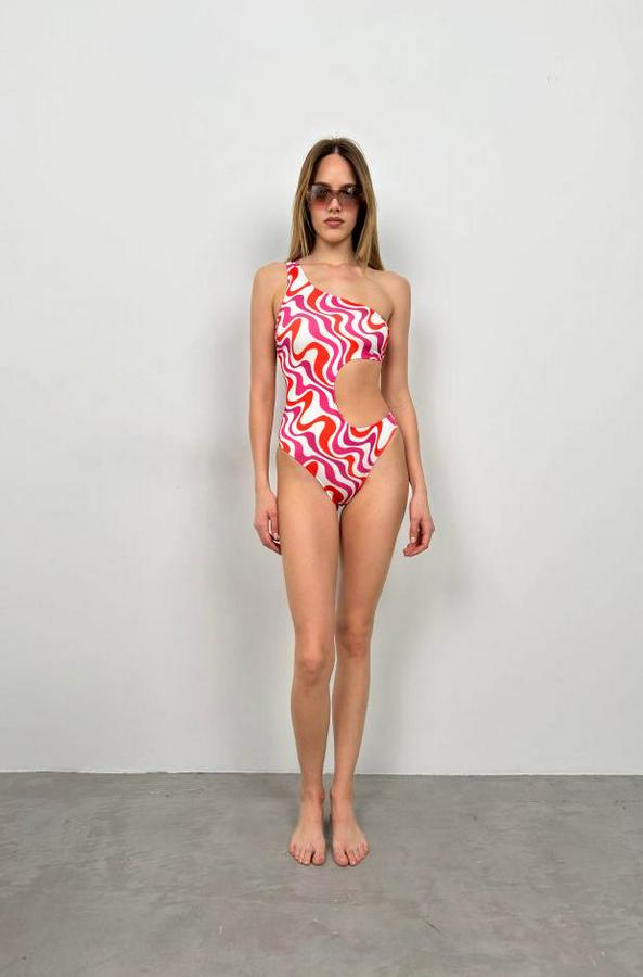 Tek Omuz Desenli Mayokini