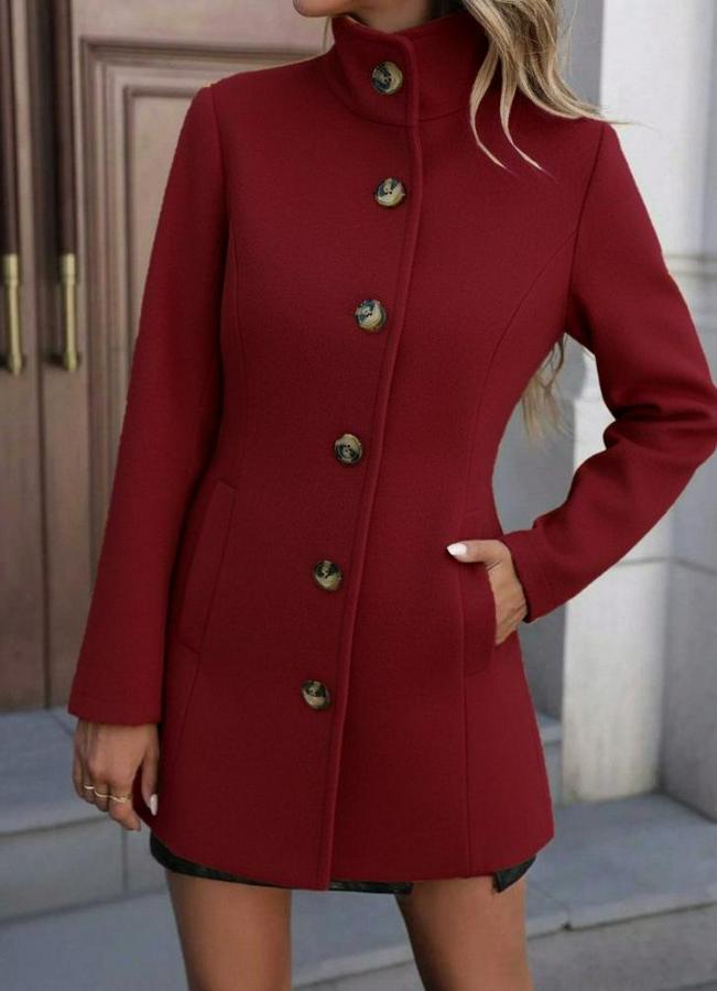 Uzun Kollu Yakalı Önden Düğmeli Astarsız Ithal Kaşe Kaban